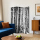 3 Panel Canvas Foldable Screen with Birch Print, Black and White