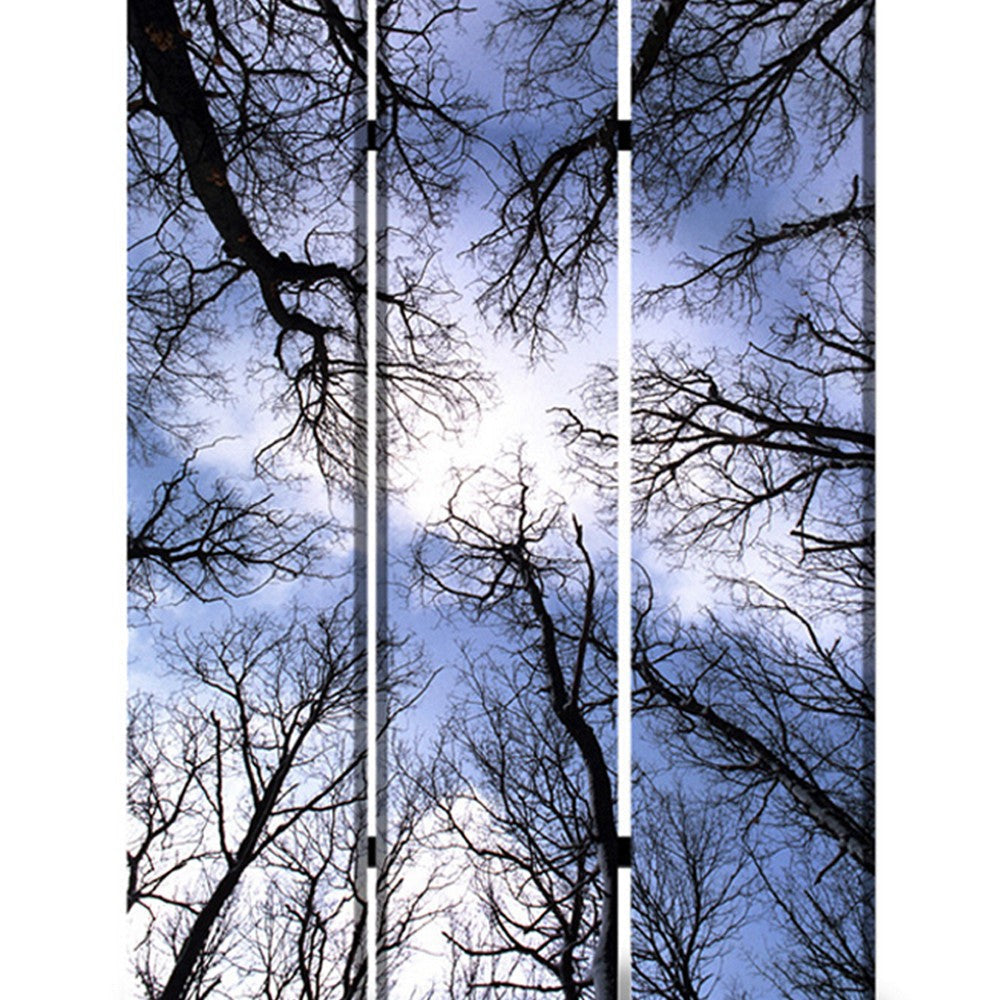 3 Panel Foldable Canvas Screen with Tree Print Black BM26561