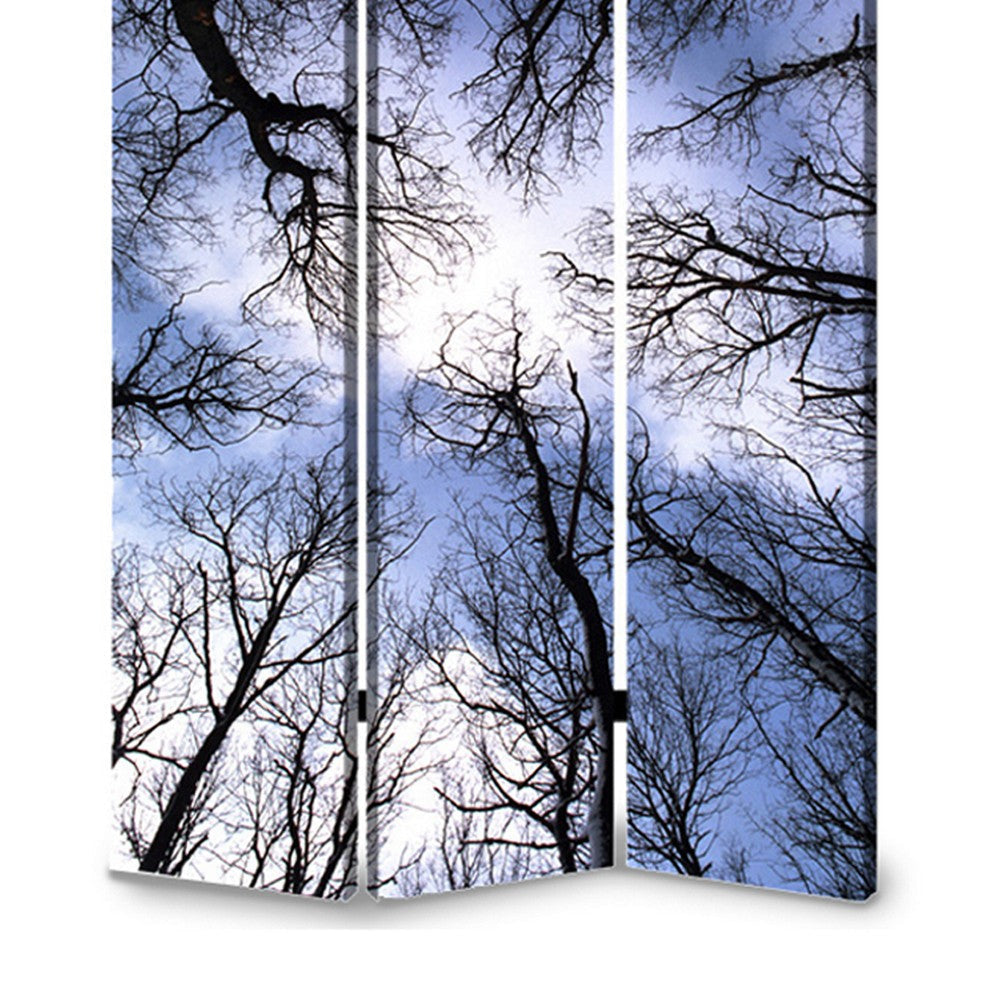 3 Panel Foldable Canvas Screen with Tree Print Black BM26561