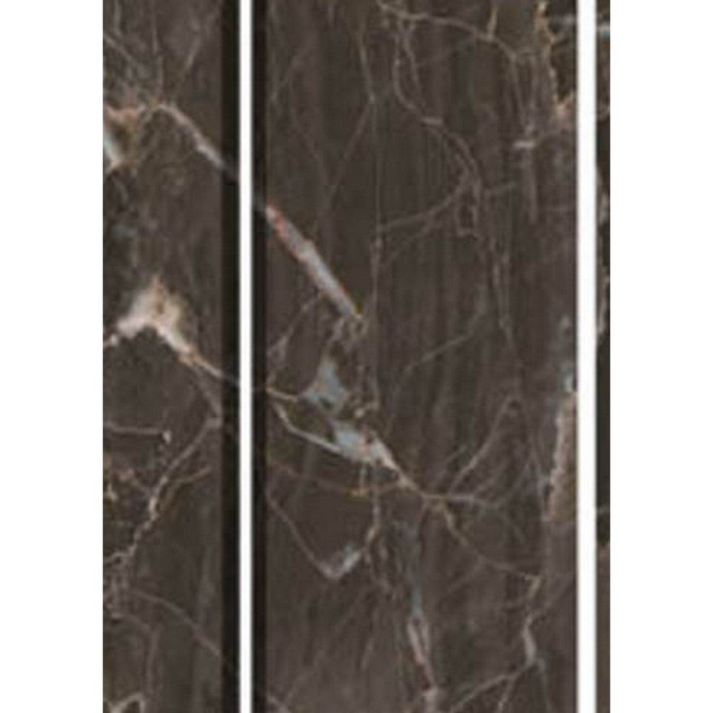 3 Panel Marble Print Canvas Room Divider Dark Brown BM26567