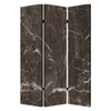 3 Panel Marble Print Canvas Room Divider, Dark Brown