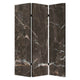3 Panel Marble Print Canvas Room Divider, Dark Brown