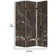 3 Panel Marble Print Canvas Room Divider Dark Brown BM26567