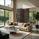 3 Panel Marble Print Canvas Room Divider, Dark Brown