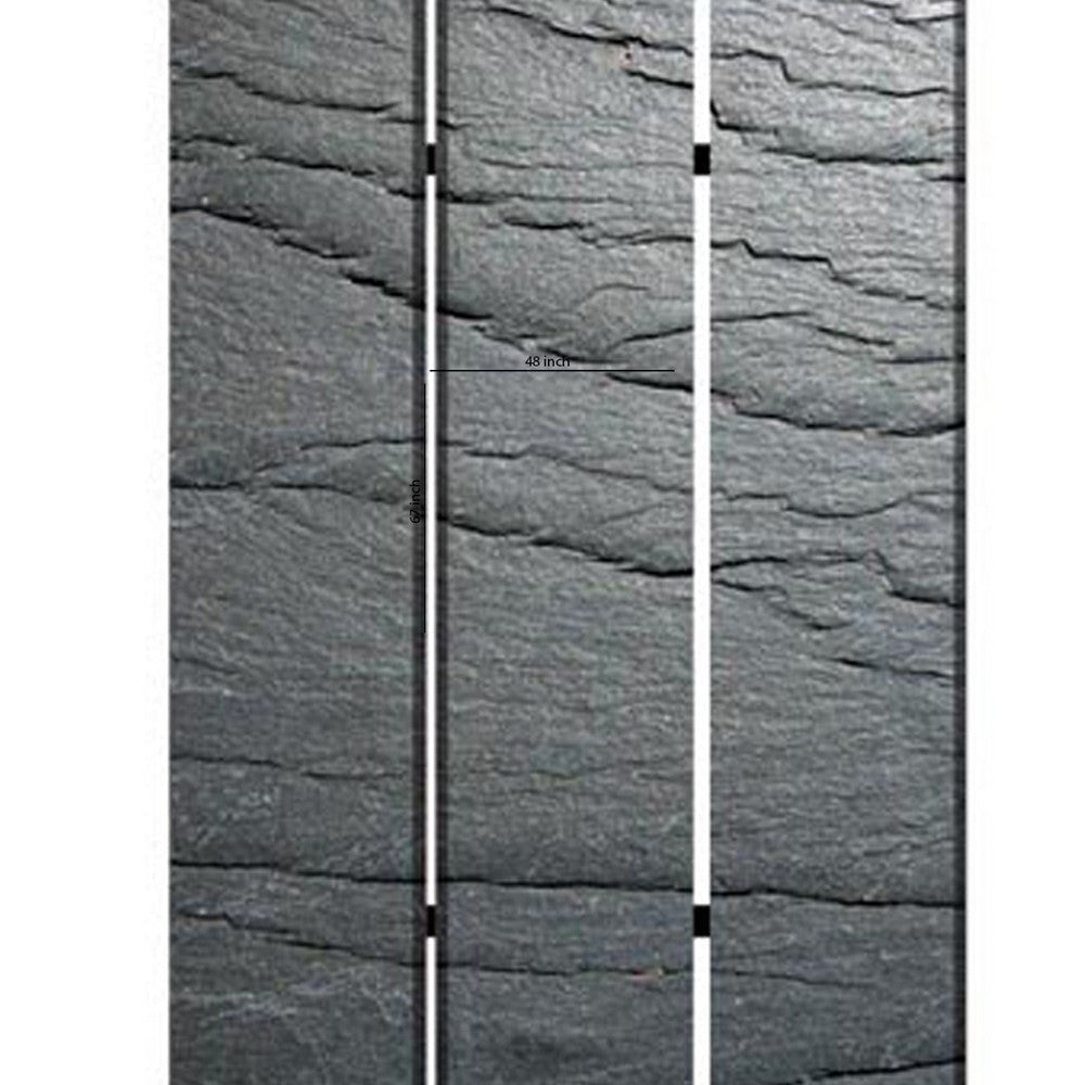 3 Panel Canvas and Metal Frame Room Divider Slate Gray BM26569