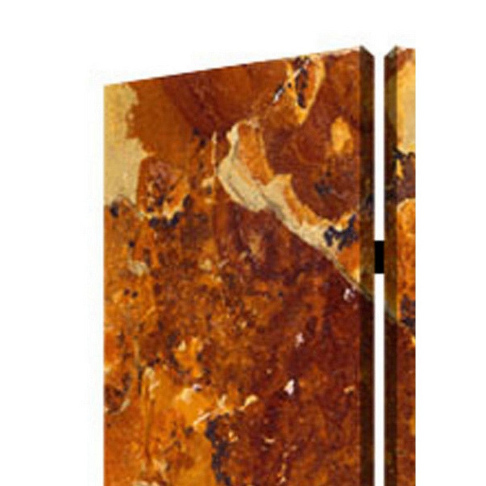 3 Panel Marble Print Foldable Canvas Room Divider Brown BM26573