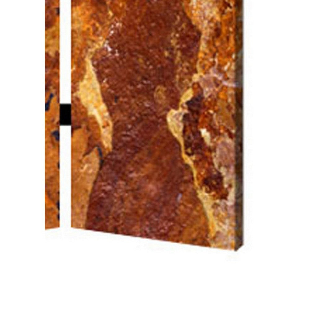 3 Panel Marble Print Foldable Canvas Room Divider Brown BM26573