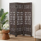 3 Panel Shinto Cut Out Design Foldable Room Divider, Brown