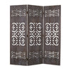3 Panel Shinto Cut Out Design Foldable Room Divider, Brown