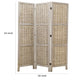 Cottage Style 3 Panel Room Divider with Willow Weaving Gray BM26577