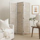 Cottage Style 3 Panel Room Divider with Willow Weaving, Gray