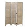 Cottage Style 3 Panel Room Divider with Willow Weaving, Gray