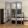 Vivian Room Divider | 3 Panel | Mirror Encased | Light Gray & Silver