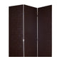 3 Panel Faux Leather Covered Room Divider with Criss Cross Design Brown BM26592