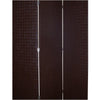 3 Panel Faux Leather Covered Room Divider with Criss Cross Design Brown BM26592