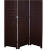 3 Panel Faux Leather Covered Room Divider with Criss Cross Design Brown BM26592