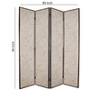 4 Panel Scripted Fabric Wooden Foldable Room Divider Beige and Brown BM26595