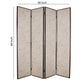 4 Panel Scripted Fabric Wooden Foldable Room Divider Beige and Brown BM26595