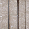 4 Panel Scripted Fabric Wooden Scalloped Room Divider Beige and Brown BM26596