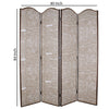 4 Panel Scripted Fabric Wooden Scalloped Room Divider Beige and Brown BM26596