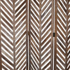 3 Panel Foldable Wooden Screen with Herringbone Pattern Brown BM26598