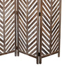 3 Panel Foldable Wooden Screen with Herringbone Pattern Brown BM26598