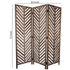3 Panel Foldable Wooden Screen with Herringbone Pattern Brown BM26598