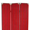 Transitional 3 Panel Wooden Screen with Nailhead Trim Red BM26603
