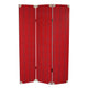 Transitional 3 Panel Wooden Screen with Nailhead Trim, Red