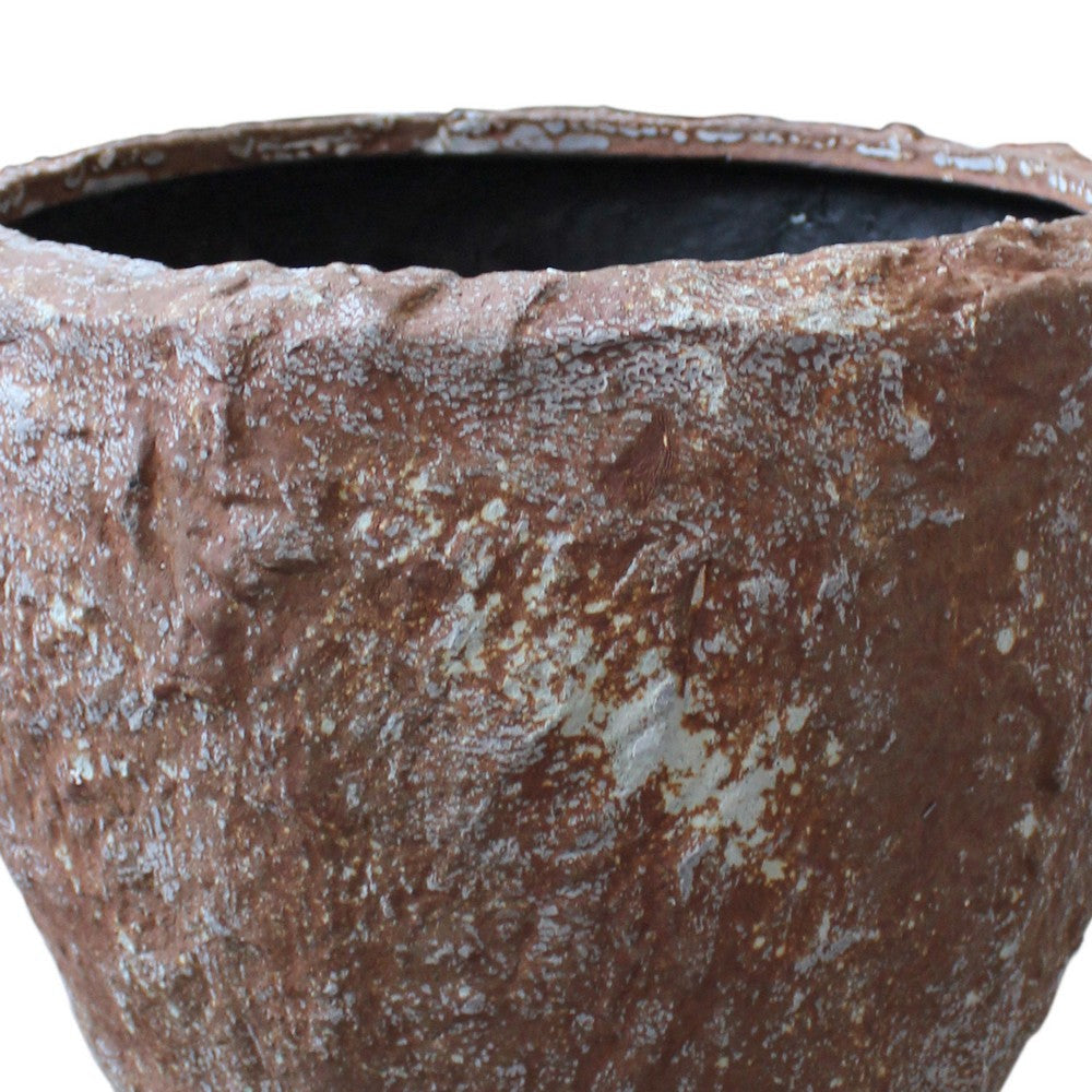 Hand Made Round Bowl Like Rocky Sandstone Planter Brown Set of 3 BM26608