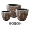 Hand Made Round Bowl Like Rocky Sandstone Planter Brown Set of 3 BM26608