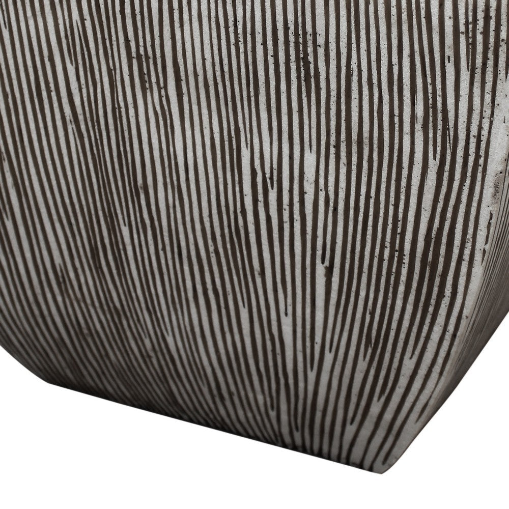 Hand Made Square Flower pot with Ribbed Design White Set of 3 BM26609