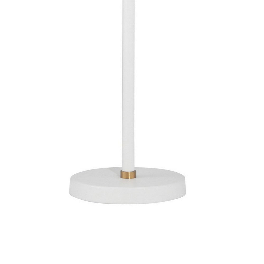 2 Globe Glass Table Lamp with Sleek Tubular Support, White By Casagear Home