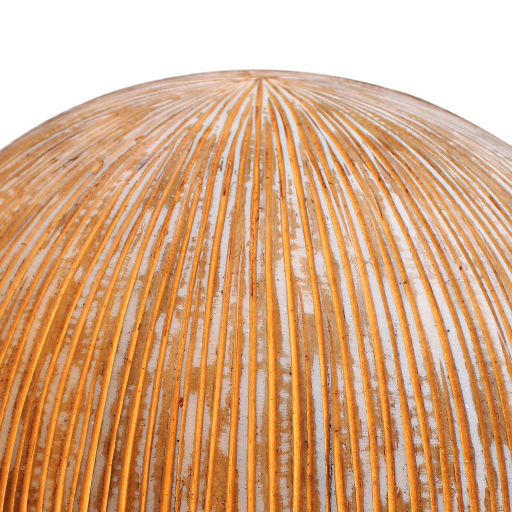 Contemporary Ribbed Finish Sandstone Decor Ball with Lights Brown BM26619
