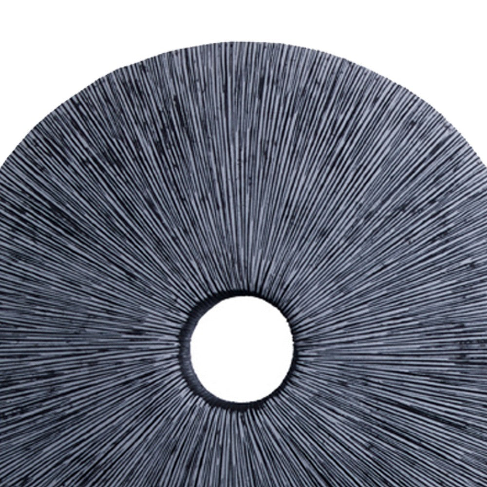 Ribbed Round Sandstone Wall Decor with Cut Out at Centre Large Gray BM26624