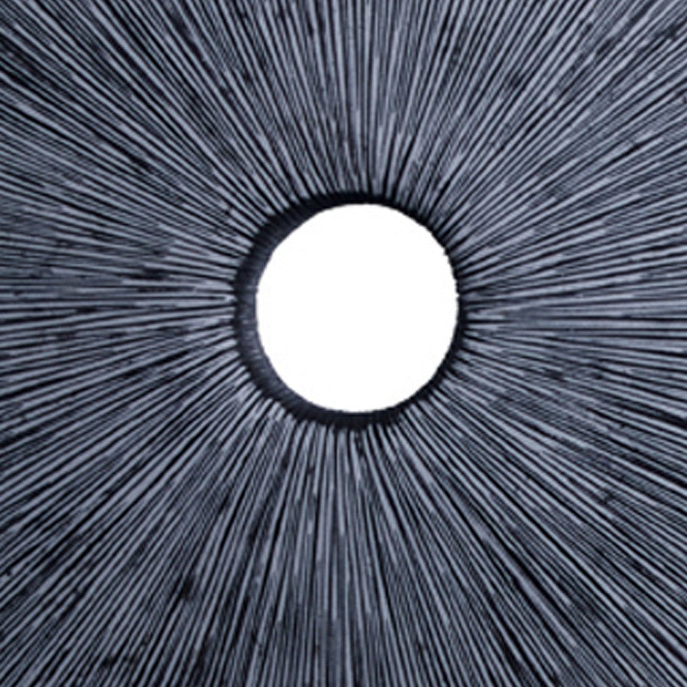 Ribbed Round Sandstone Wall Decor with Cut Out at Centre Large Gray BM26624