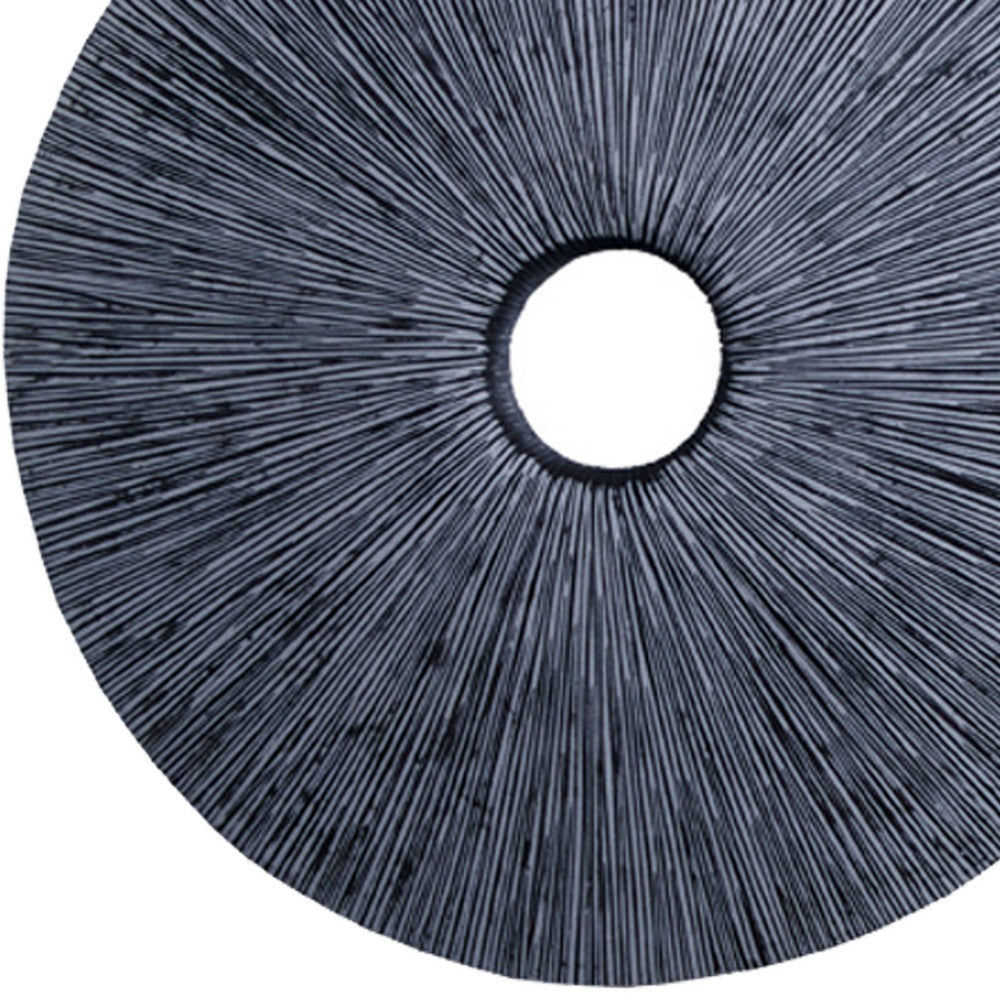 Ribbed Round Sandstone Wall Decor with Cut Out at Centre Large Gray BM26624