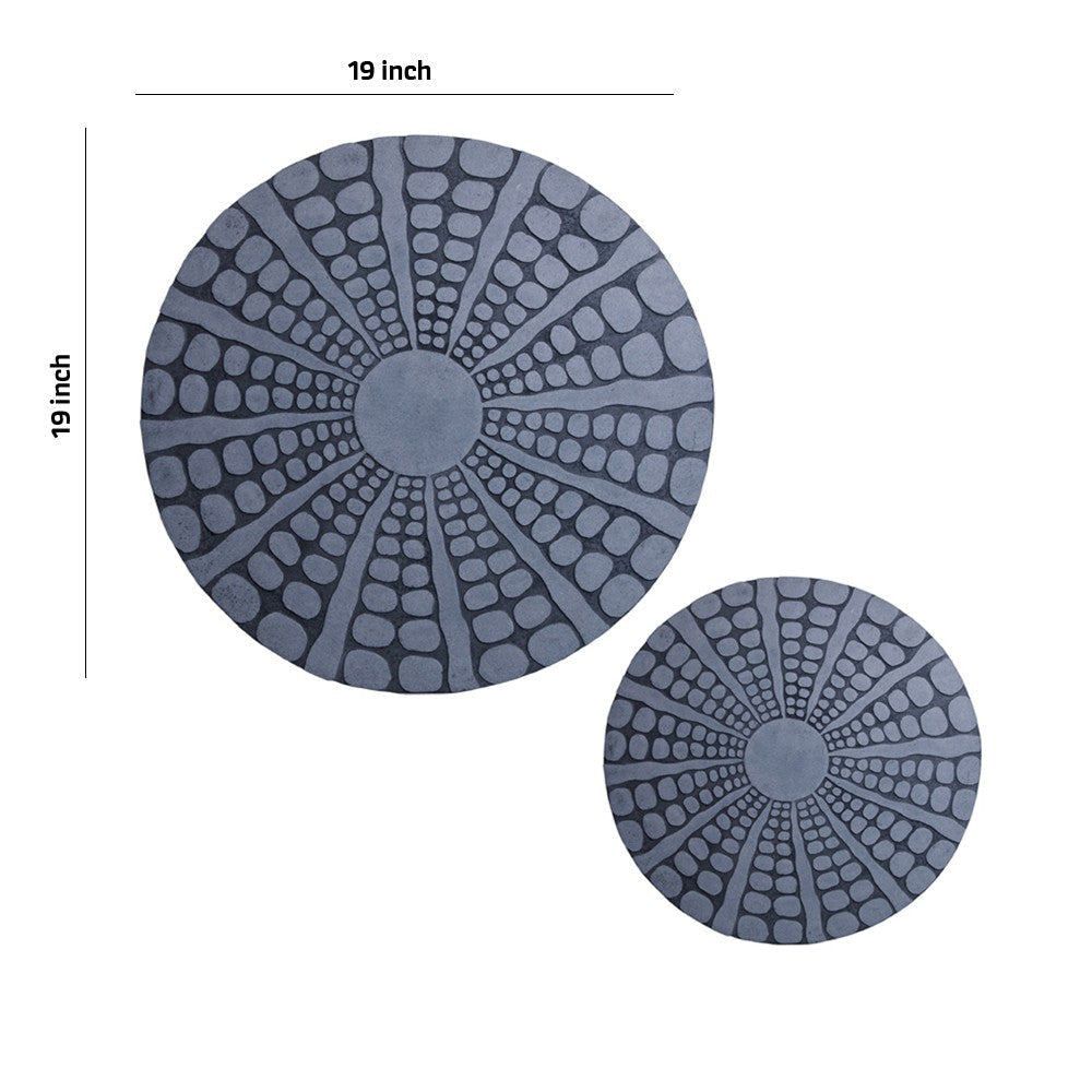 Round Shape Sandstone Wall Decor with Stardust Pebble Small Gray BM26633