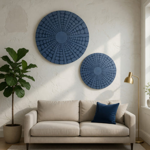 Round Sandstone Wall Decor with Stardust Pebble, Large, Gray