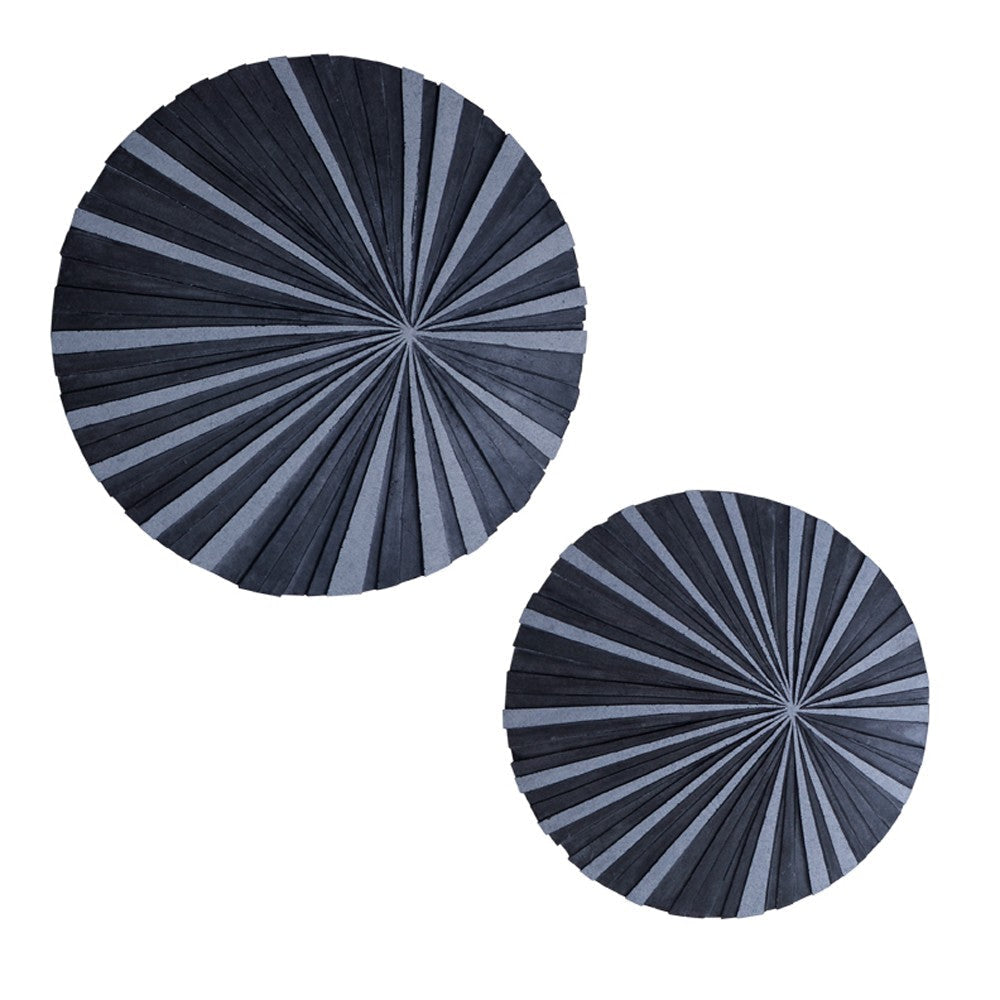 Round and Ribbed Sandstone Wall Decor, Large, Gray