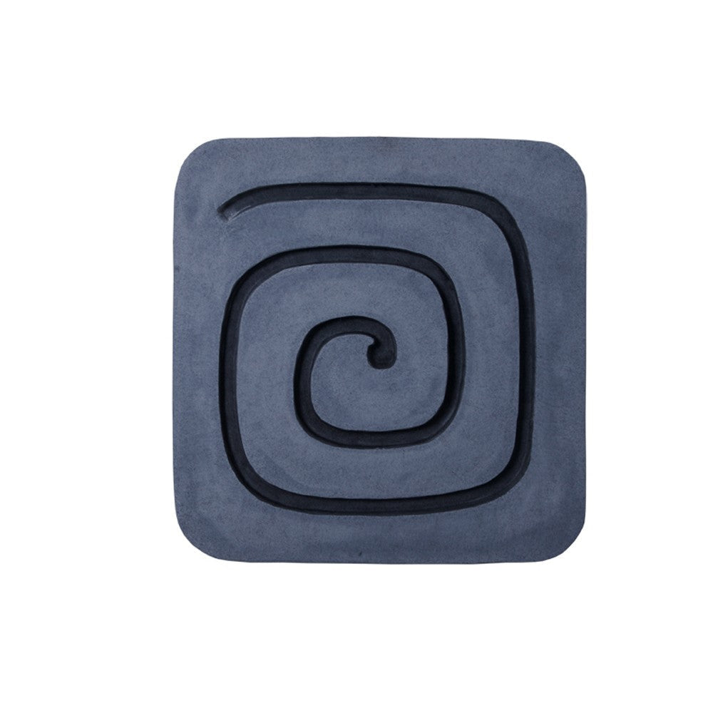 Sandstone Wall Decor with Square Spiral Design, Gray and Black