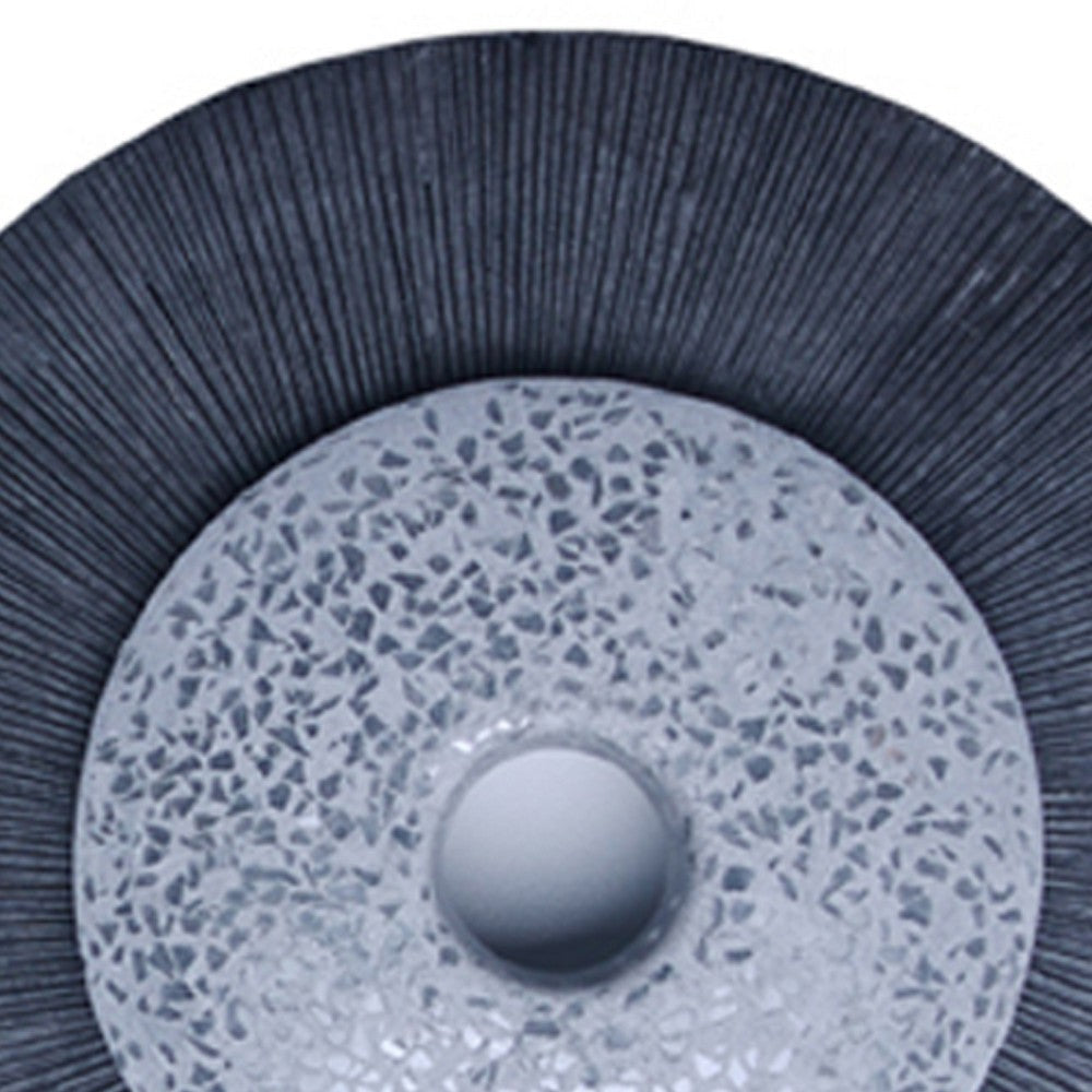 Round Dual Layer Glass and Sandstone Wall Decor Large Gray BM26639