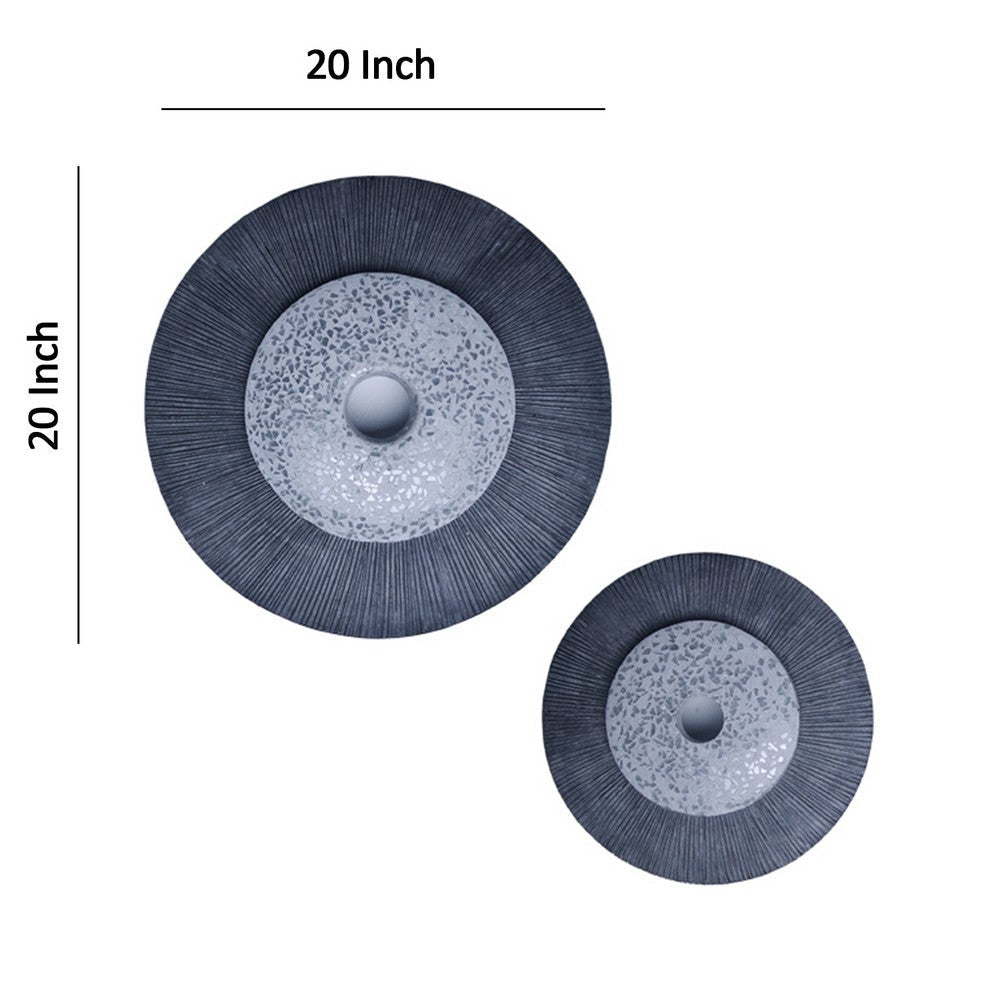 Round Dual Layer Glass and Sandstone Wall Decor Large Gray BM26639