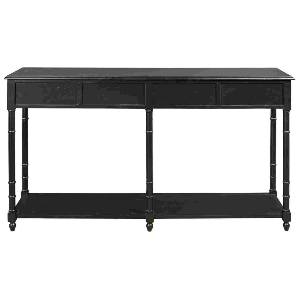 Wooden Console Sofa Table with 4 Spacious Drawers Black By Casagear Home BM266412