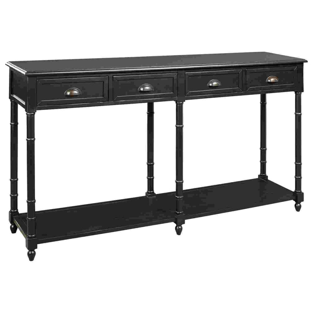 Wooden Console Sofa Table with 4 Spacious Drawers Black By Casagear Home BM266412