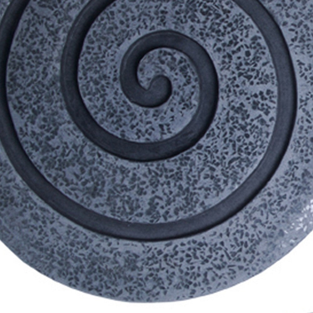 Round Sandstone and Glass Wall Decor with Spiral Design Medium Gray BM26641