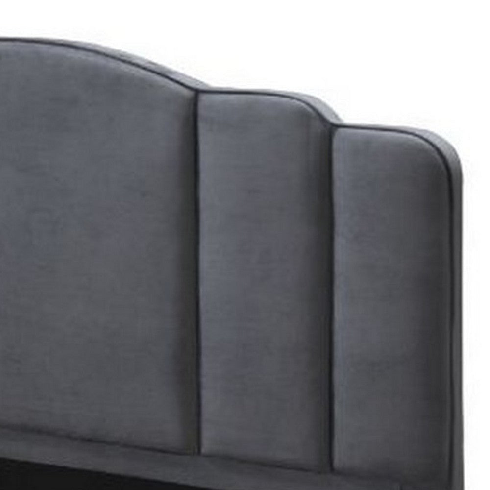 Eastern King Bed with Channel Tufted Headboard Charcoal Black BM266428