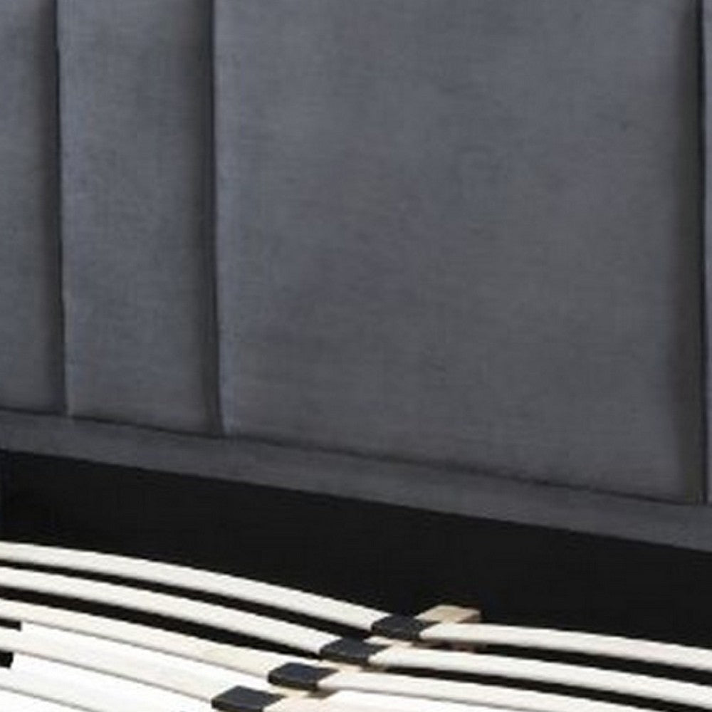 Eastern King Bed with Channel Tufted Headboard Charcoal Black BM266428