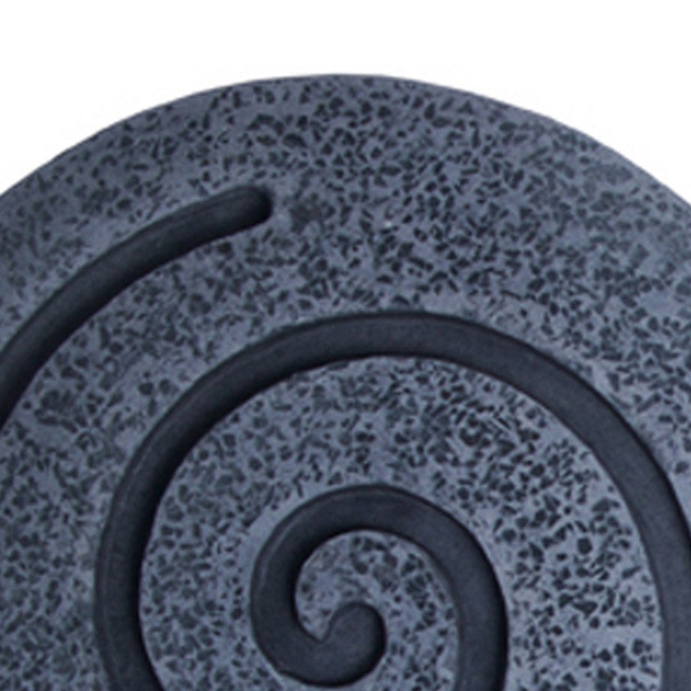 Round Sandstone and Glass Wall Decor with Spiral Design Large Gray BM26642
