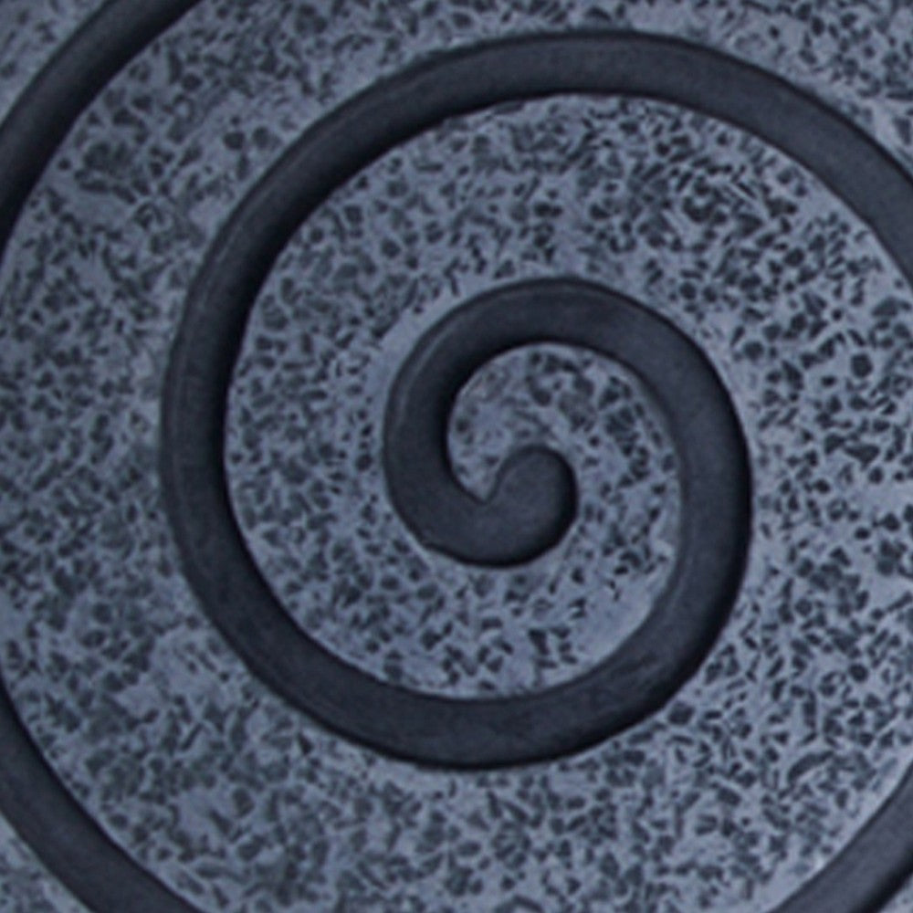 Round Sandstone and Glass Wall Decor with Spiral Design Large Gray BM26642